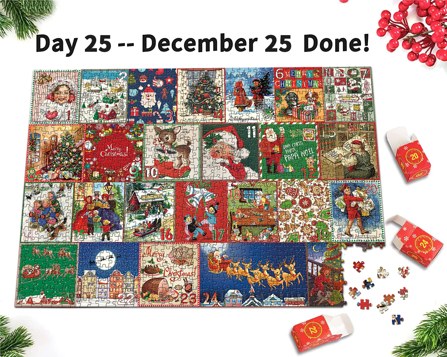 Tadetd® Christmas Advent Calendar Jigsaw Puzzle 1000pcs