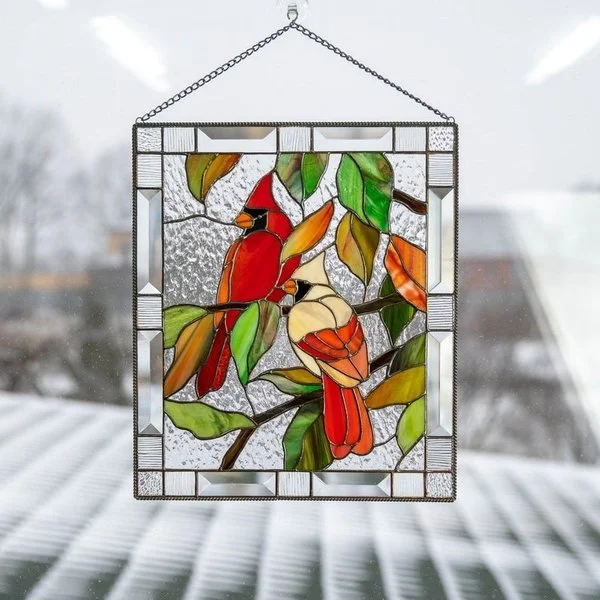 🔥Huge Sale 49% Off🔥Cardinal Stained Glass Window Panel🦜🦜