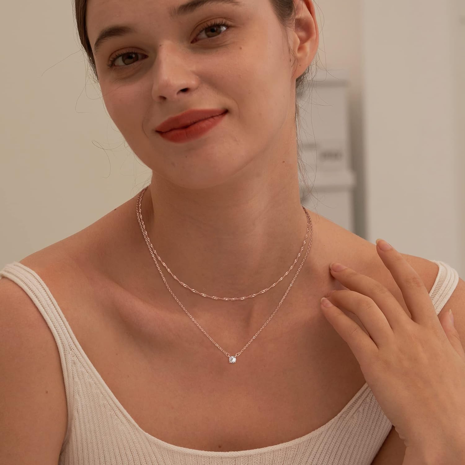 Tewiky Diamond Necklaces for Women, Dainty Gold Necklace 14k Gold Plated Long Lariat Necklace Simple Gold CZ Diamond Choker Necklaces for Women Trendy Gold Necklace Jewelry Gifts for Girls