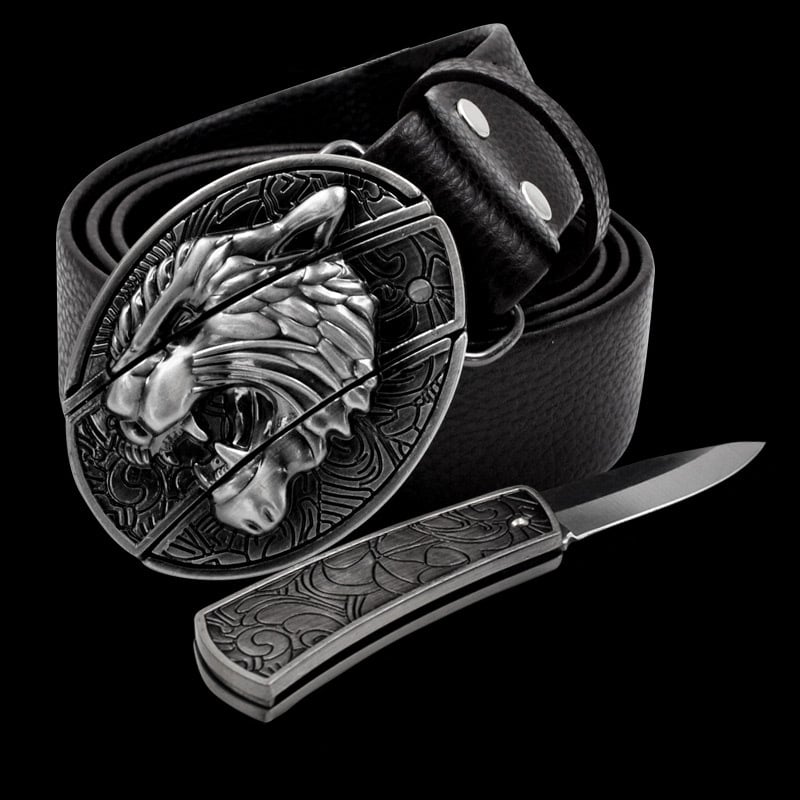 (🔥Last Day Promotion- SAVE 48% OFF)Fashion Punk Men's Genuine Leather Belt With Knife-Buy 2 Free Shipping