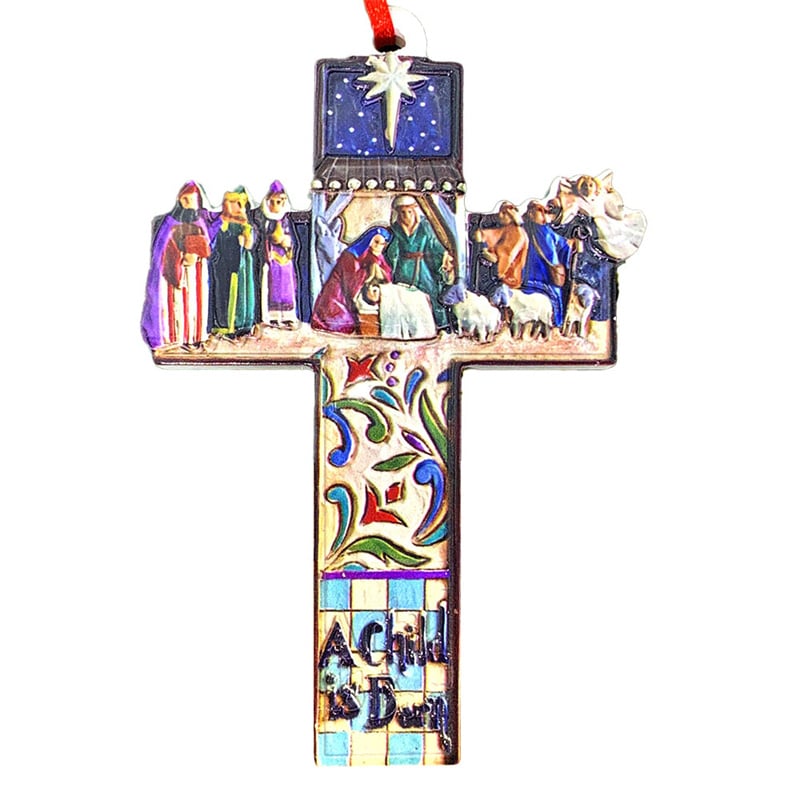 Nativity Cross Hanging Ornament