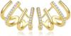 PANSHI Sterling Silver Post Cubic Zirconia Half Hoop Stud Earrings Looks Like 4 Gold Hoop Earrings for Women