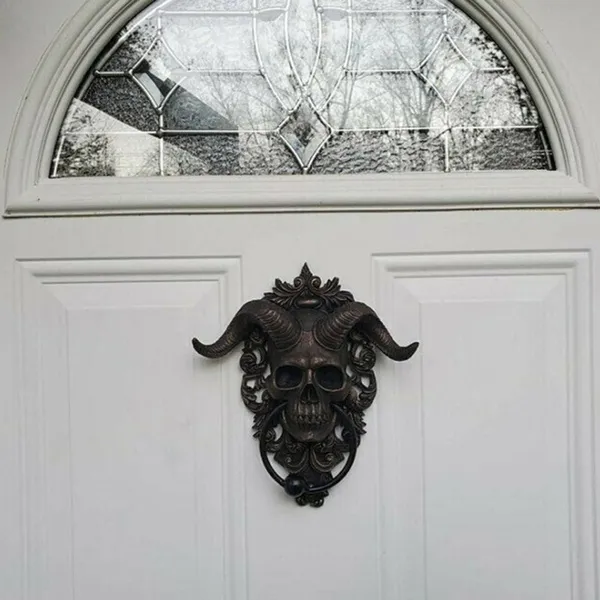 🔥☠️Horned God Skull Hanging Door Knocker