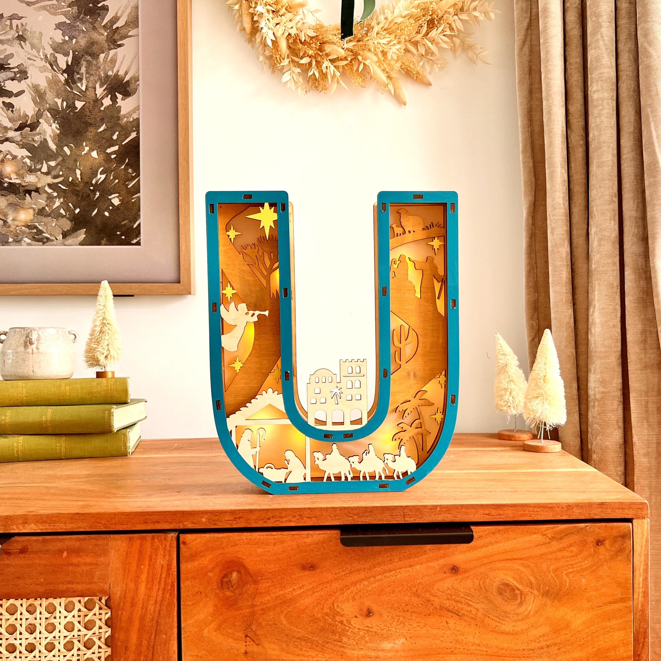 3D Nativity Monogram Ornament With Light