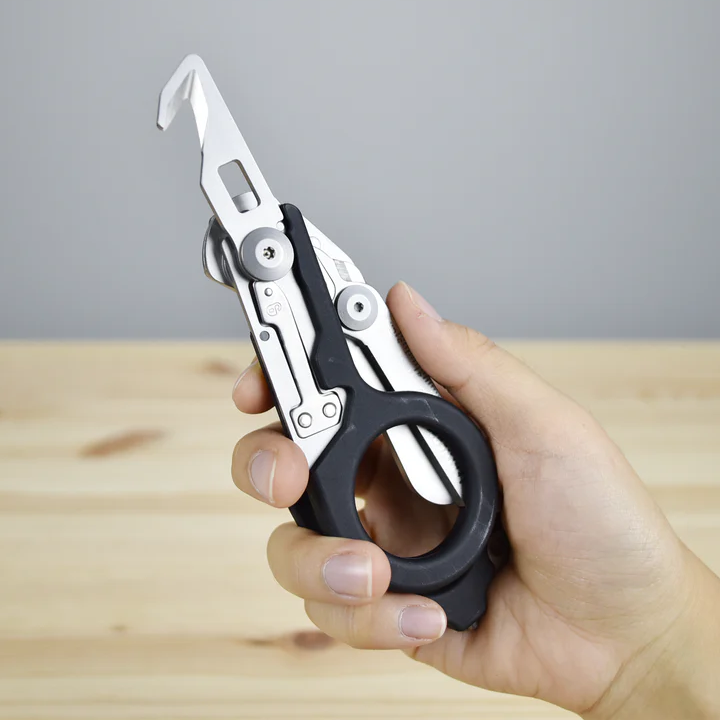 6 In 1 Emergency Rescue Foldable Shears with Strap Cutter & Glass Breaker & Oxygen Tank Wrench