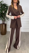Women's Lapel Contrast Color Casual Suit Three Piece Suit