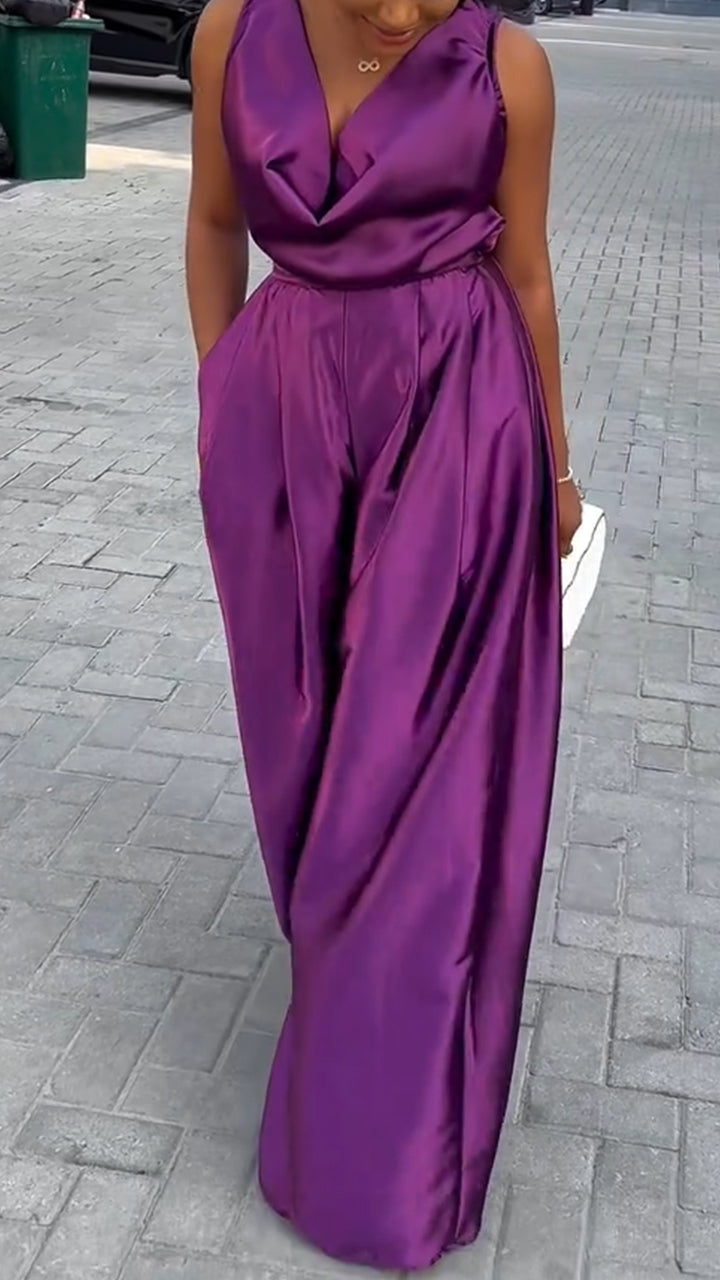 Ladies' V-neck Top and Pants Casual Set with Temperament