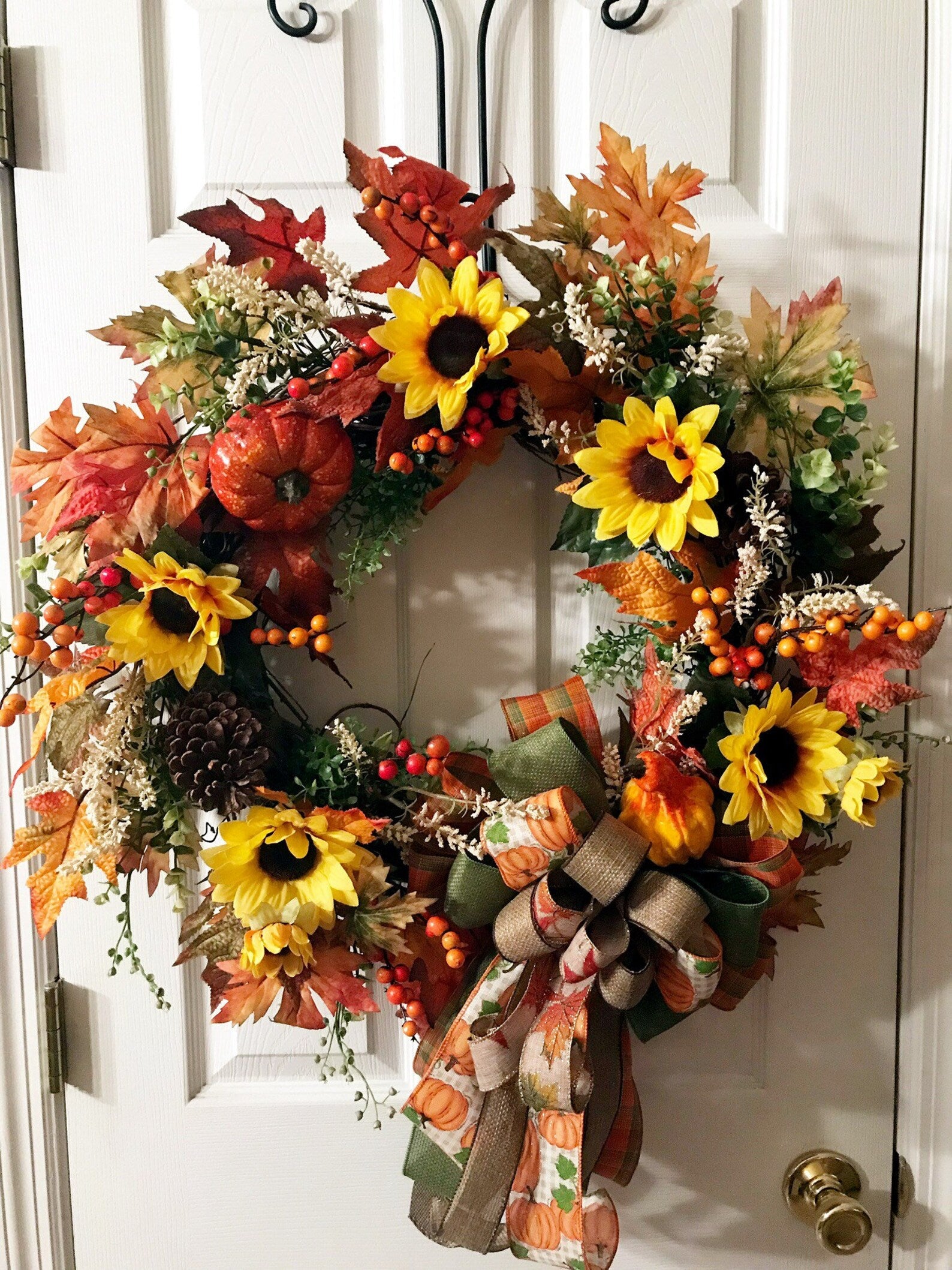 🔥Hot Sale 49% Off🔥Autumn Pumpkin, Sunflower, and Pinecone Wreath - Year Round Wreath