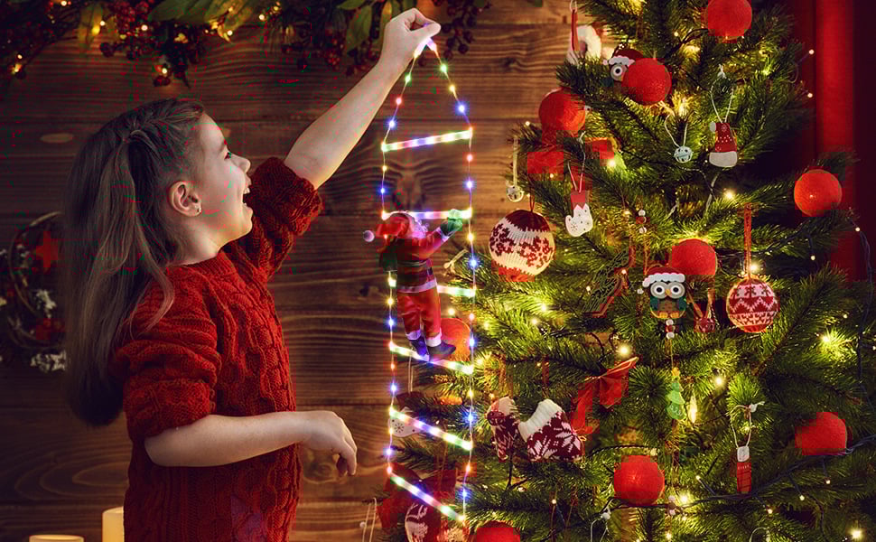 ⏰LAST DAY SALE 50% OFF💥Christmas LED Ladder Lights with Climbing Santa Claus