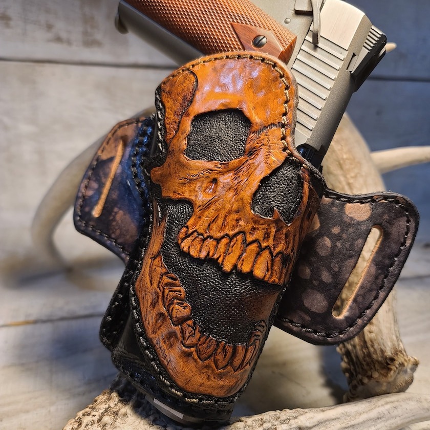 Handcrafted Leather Skull Holster