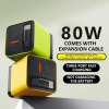 3 in 1 GaN Charger,Scalable 80W MAX fast charger module with Type-C cable and 2 USB ports