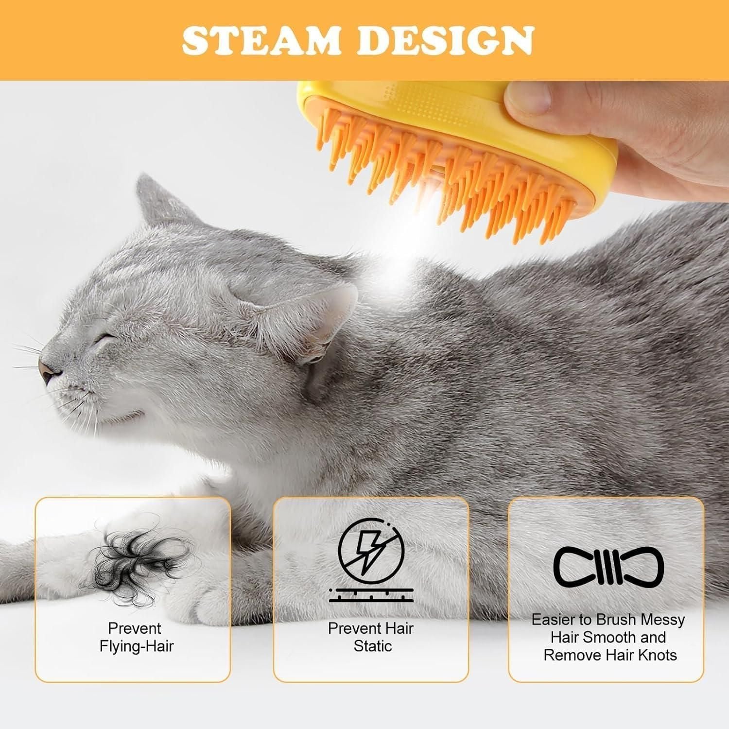 🔥Letzter Tag 49% Rabatt🐾3 in 1 Haustier Grooming Dampfbürste