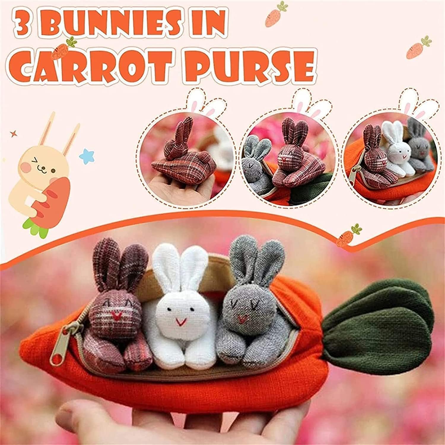 (🌲Early Christmas Sale- 49% OFF) Hide-and-Seek Bunnies in Carrot Pouch