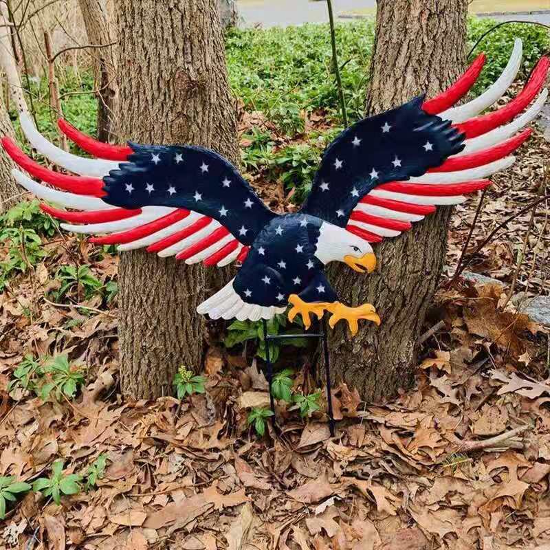 Handmade Bald Eagle with Flag Wings