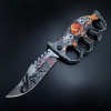 New Skull Printed Knuckle Folding Knife
