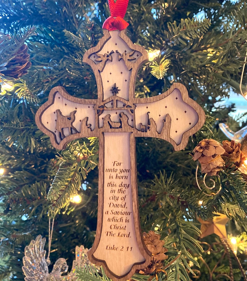 🎄Nativity Cross Scripture Christmas Ornament