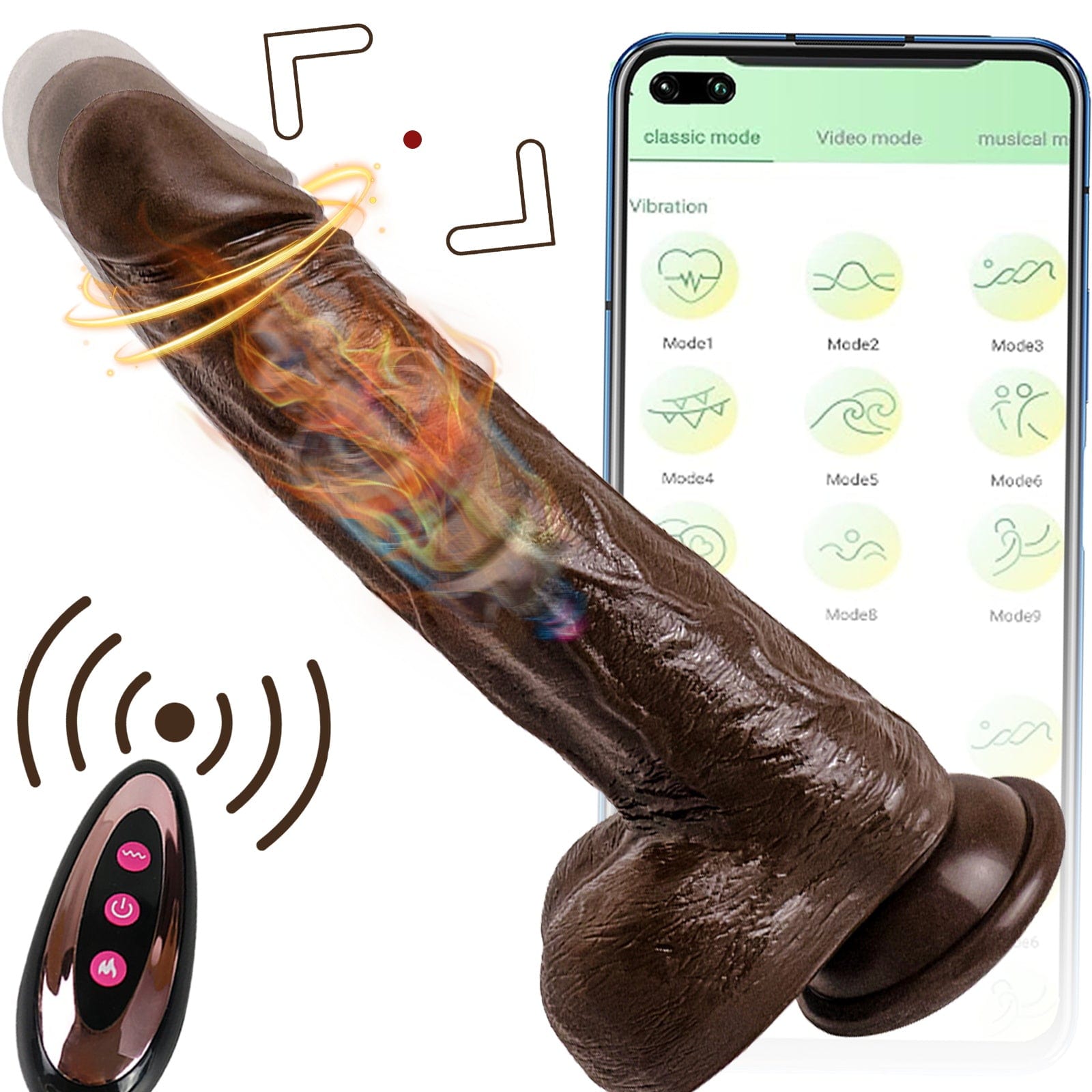8.6-In Vibrating Thrusting Swing Thick Long Lifelike Dildo With Remote Control