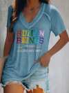 V-Neck Retro Human Beings 100% Organic Colors May Vary Human Rights Equality Pride Print T-Shirt