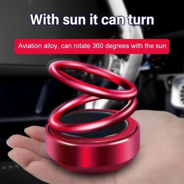 🚗Solar Rotating Double Ring Suspension Car Aromatherapy Ornament💖