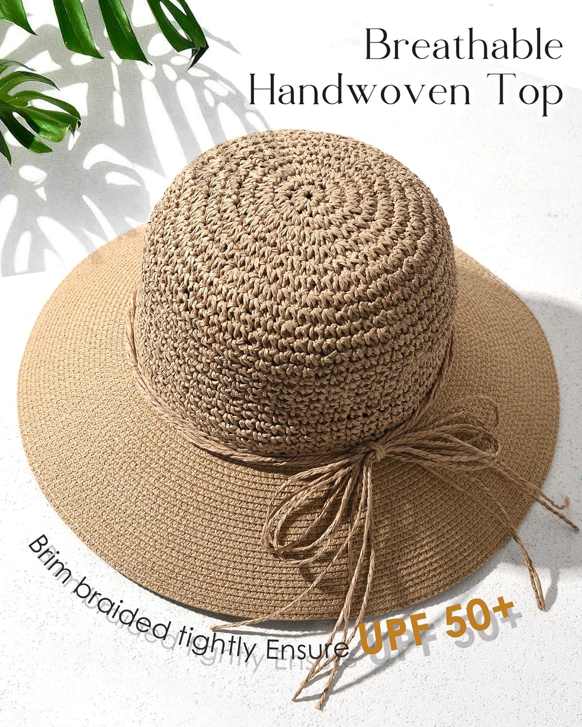 FURTALK Sun Hats for Women Beach Hat Wide Brim Handmade Straw Hat Breathable Foldable Packable Cap for Travel UPF