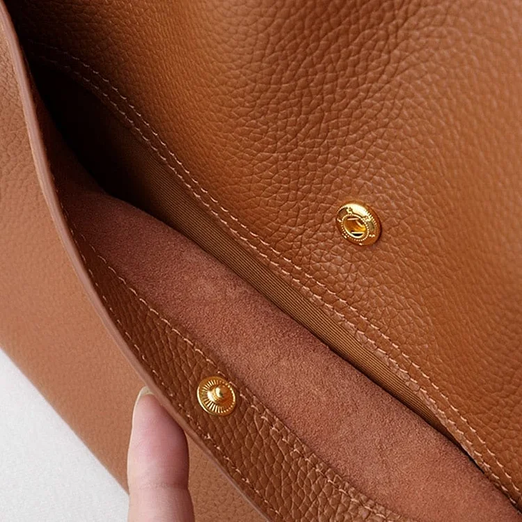 💥LAST DAY SALE 50% OFF💥Solid Color Simple Genuine Leather Shoulder Bag