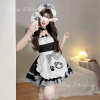 Cute Kitty Maid Apron Dress Set - Black/Pink Cosplay Costume PPF0347