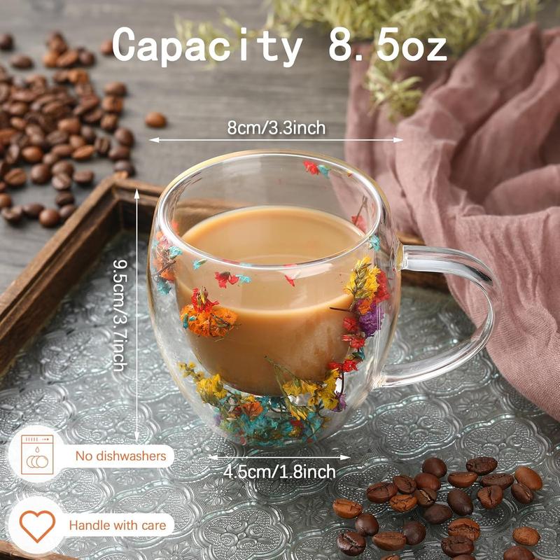 🎁TikTok Last Day Sale - 70% OFF🎄🌸Transparent Double Glass Flower Tea Cup
