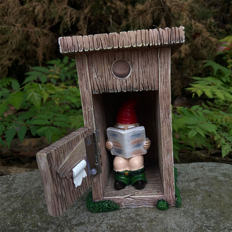 🚽 Gnome On The Toilet Funny Garden Statue