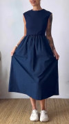 Women's V-neck Sleeveless Stitching A-line Casual Dress