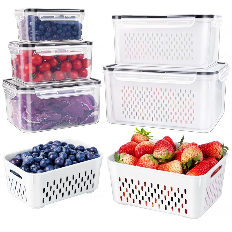 💖Mother's Day Sale 49% OFF🔥Household transparent plastic food storage box-Including drain basket💧