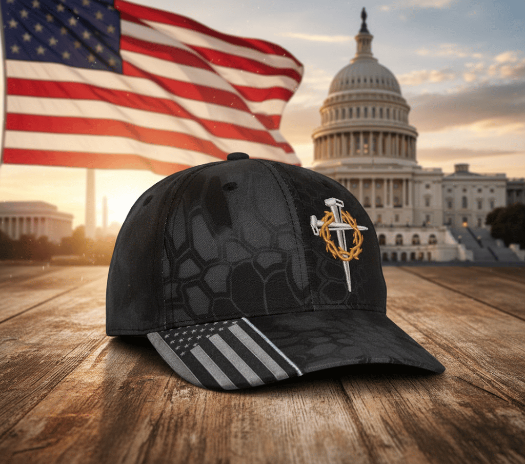 🙏Charlie Memorial💙Jesus 3 Nail Crown of Thorns Embroidered Typhoon Adjustable Christian Hat✝️