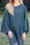 Women's solid color casual loose asymmetric cotton and linen top