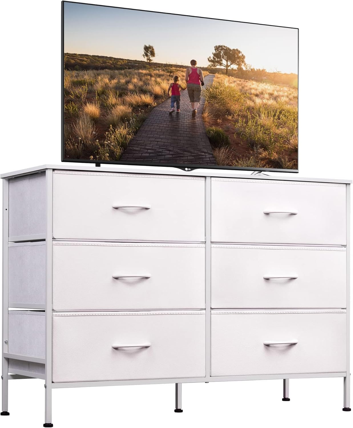 WLIVE Wide Fabric Dresser, 6 Drawer Dresser TV Stand for 60