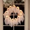 🎃 Handcrafted Adorable Ghost Halloween Wreath for Front Door – 🍁16-Inch Handmade Fall Decor 🎀