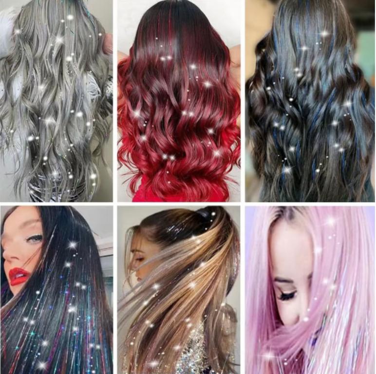 🎁TikTok Last Day Sale - 70% OFF🔥6 PCS Clip in Hair Tinsel 20 Inch Glitter Tinsel Hair💥