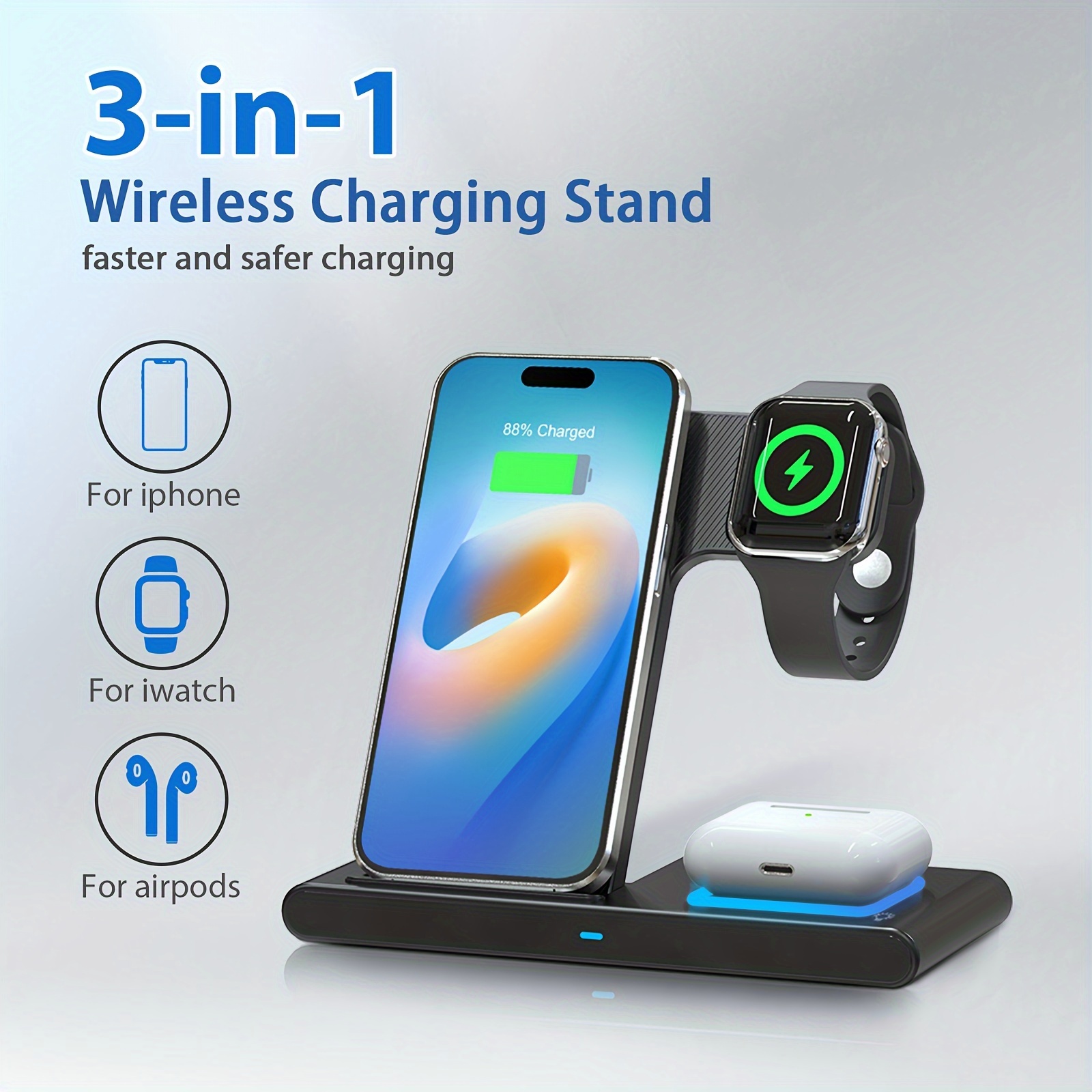 🔥Last Day Promotion 50% OFF -🎁- 💡 3-in-1 Fast Wireless 🔋 Charger Station