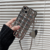 Plating 3D Plaid Phone Case with Heart Mirror