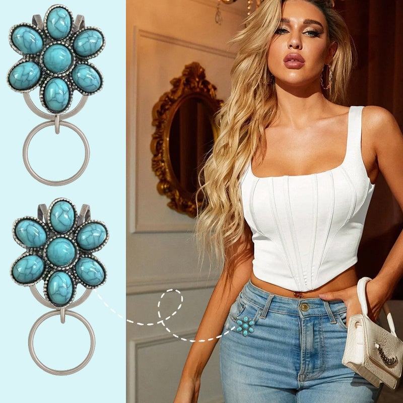 🔥Last Day Promotion 70% OFF🌼Turquoise Flower Clip Keychain⚡Buy 2 Get 1 Free
