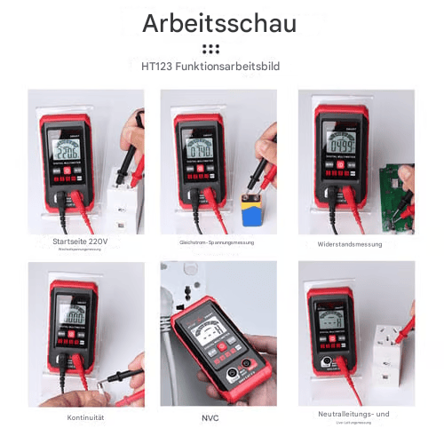 👍Neues automatisches Digitalmultimeter HT – mit berührungsloser Spannungsfunktion für Wechsel-/Gleichspannung (rot)