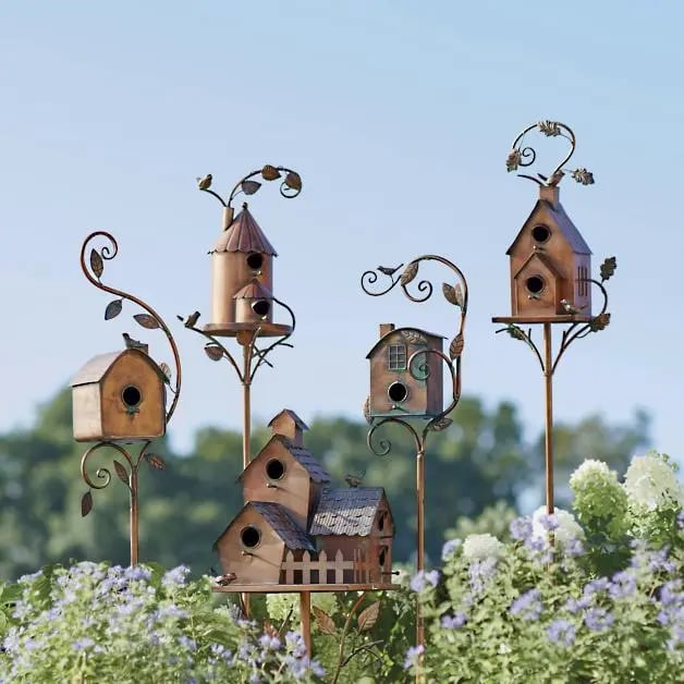 Last Day 70% OFF- ❤️Handmade Metal Birdhouse Garden Stakes- Buy 2 Free Shipping