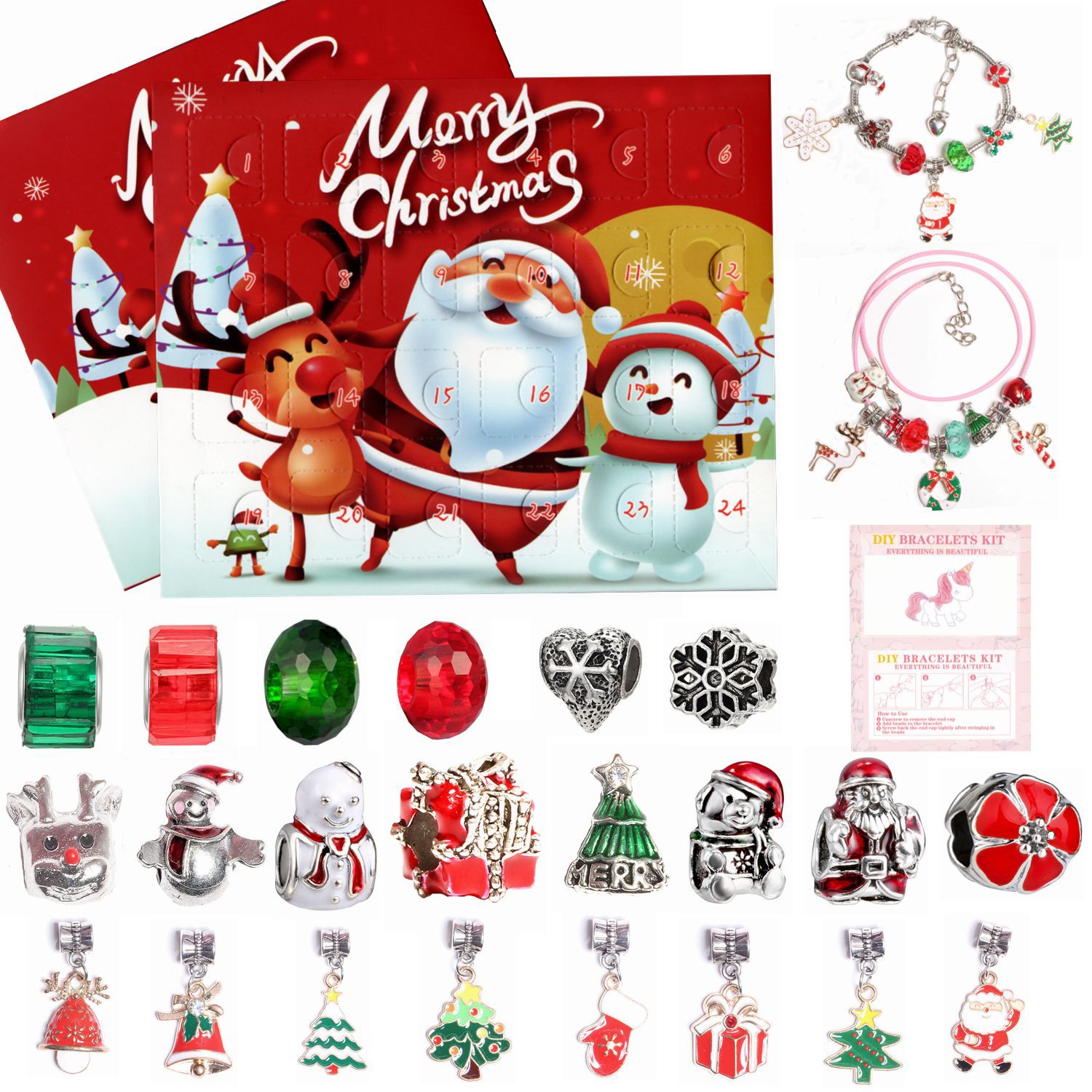 🔥Last Day Promotion - 70% OFF🎁🎄24 Pcs DIY Christmas Advent Calendar Bracelets Set🎁