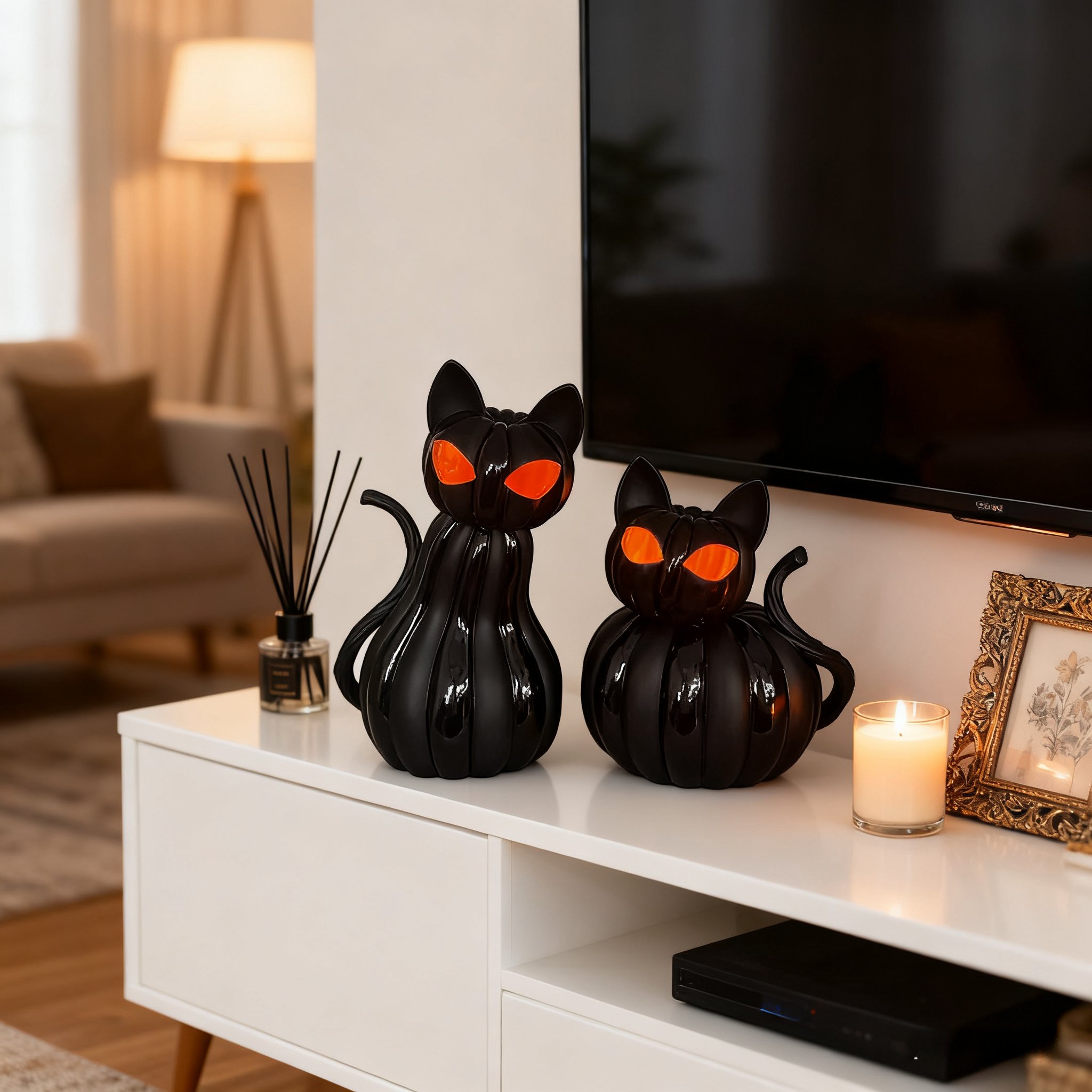 🎁TikTok Last Day Sale - 70% OFF🕸️ Black Cat of the Night – Color-Shifting Eyes Haunted Halloween Figurine