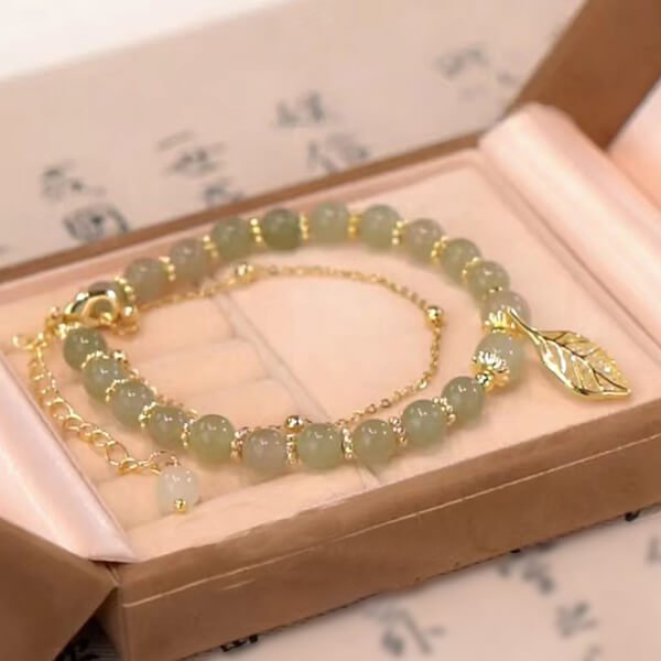 🔥Last Day Free Shipping 💞Hetian jade gold leaf bracelet🔥