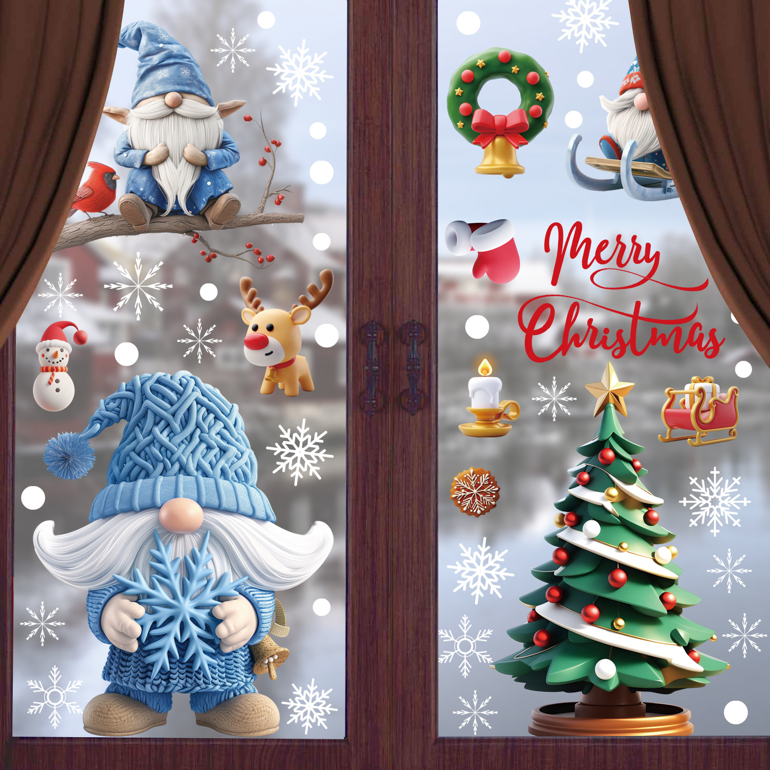 🔥Last Day Sale 59% OFF - 🎄3D Vision Christmas Window Stickers for Glass