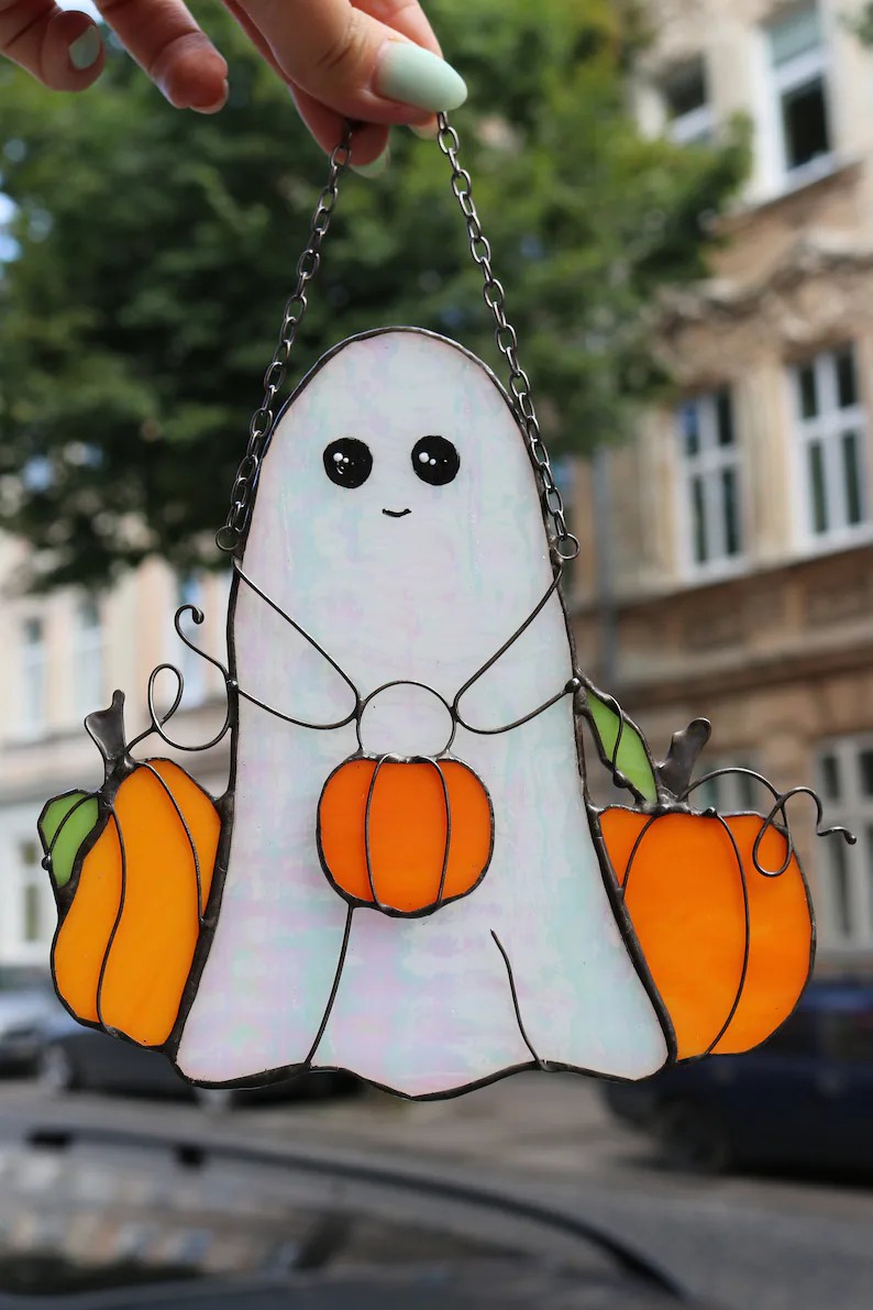 (🎃Early Halloween Sale - 49% OFF) 👻Ghost and Pumpkin Halloween Suncatcher, BUY 2 FREE SHIPPING