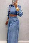 Women's Chic Kink Long Sleeve Top And Pants Suit