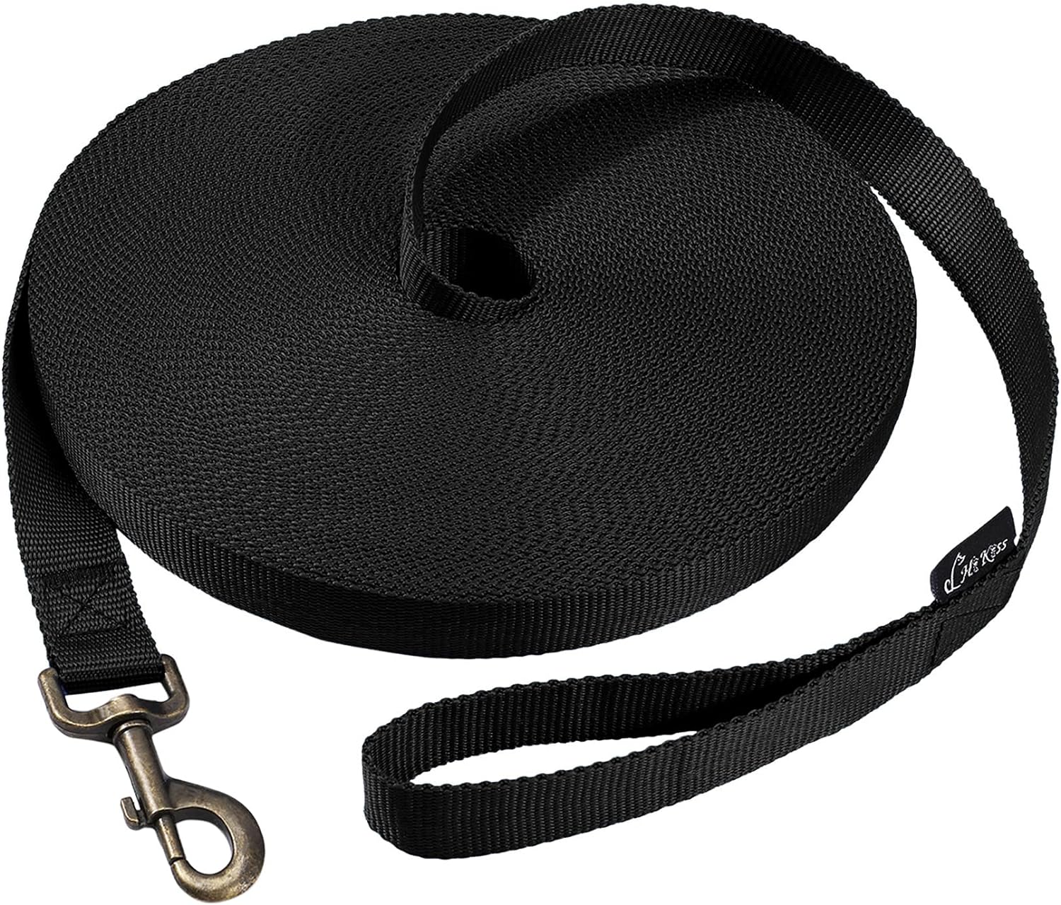 Hi Kiss Dog/Puppy Obedience Recall Training Agility Lead - 15ft 20ft 30ft 50ft 100ft Training Leash - Great for Play, Camping, or Backyard - Black 30ft