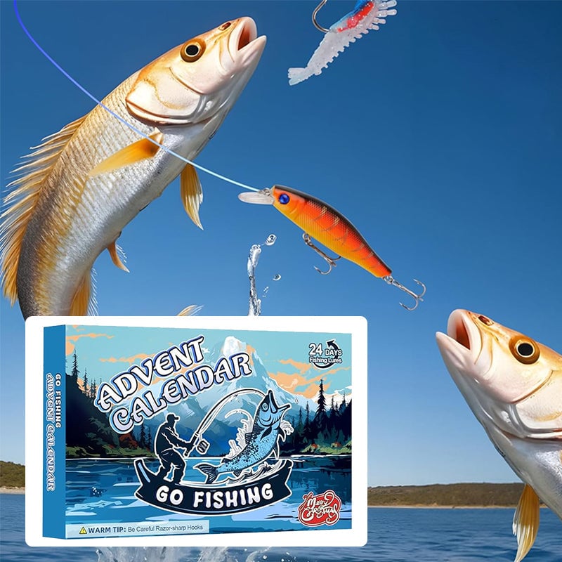 24 Days Christmas Countdown Fish Tackle Set &Fishing Challenge Map