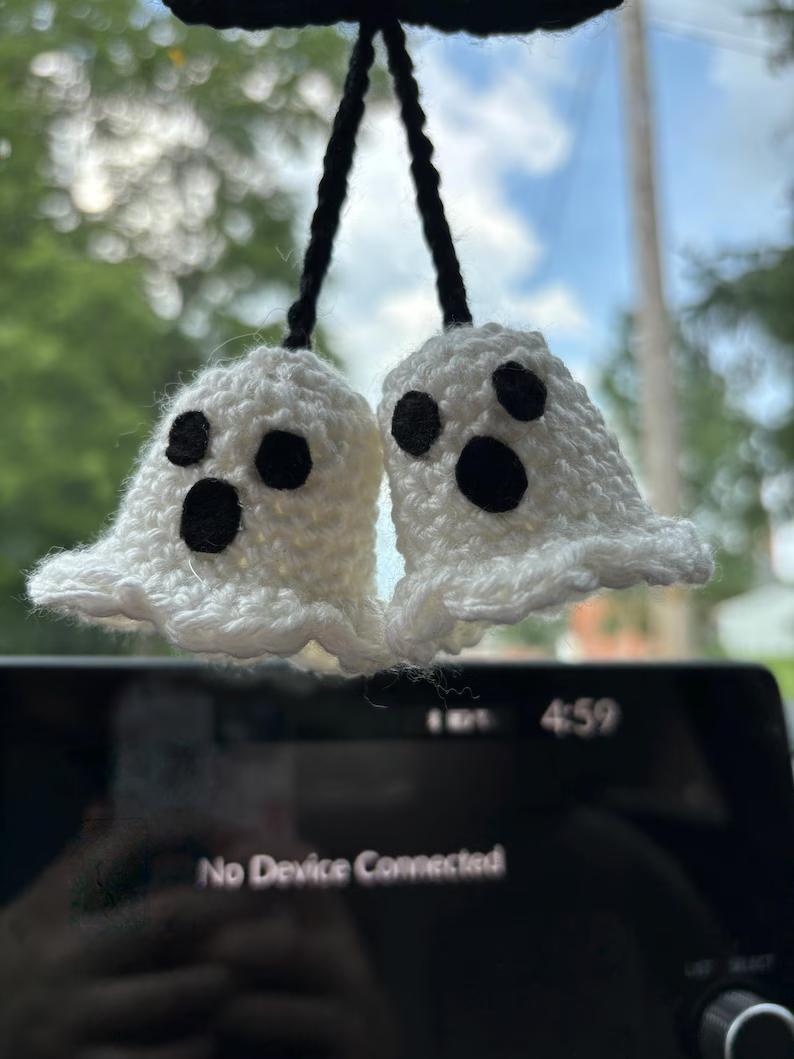 Halloween Crochet Ghost Car Charm