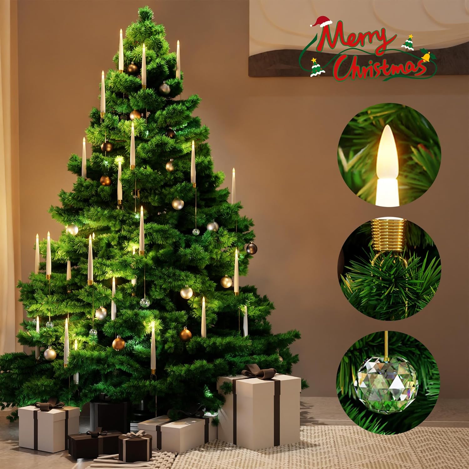 🍂TikTok Fall Sale — Last Day 70% OFF🎉Christmas Tree Led Candles with Clear Crystal Ball Hook🎄